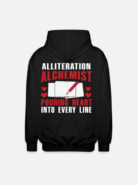 Alliteration Alchemist Poetry Slam - Unisex Hooded Jacket - black