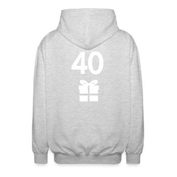 oberteil Geburtstag, 40 geschenk schachtel - Unisex Kapuzenjacke - Hellgrau meliert - Hinten - AI Model Male 185 light (185cm)