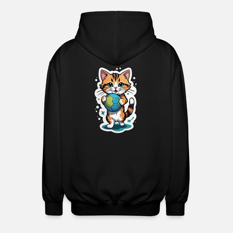 Katzen mit Ball Design - Unisex Kapuzenjacke - Schwarz