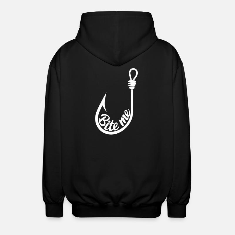 Bite Me Lure Hook Design - Unisex Hooded Jacket - black