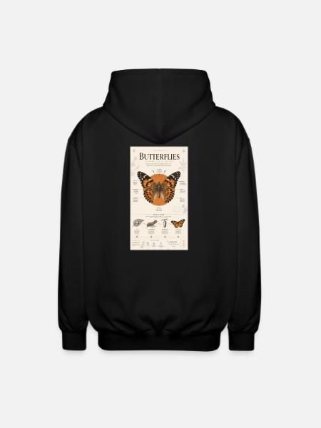Butterfly Art Poster Nature Cycle - Unisex Hooded Jacket - black