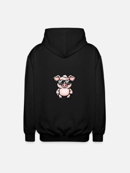 Pig Cool Animal - Unisex Hooded Jacket - black