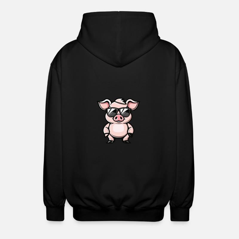 Schwein Cool Tier - Unisex Kapuzenjacke - Schwarz