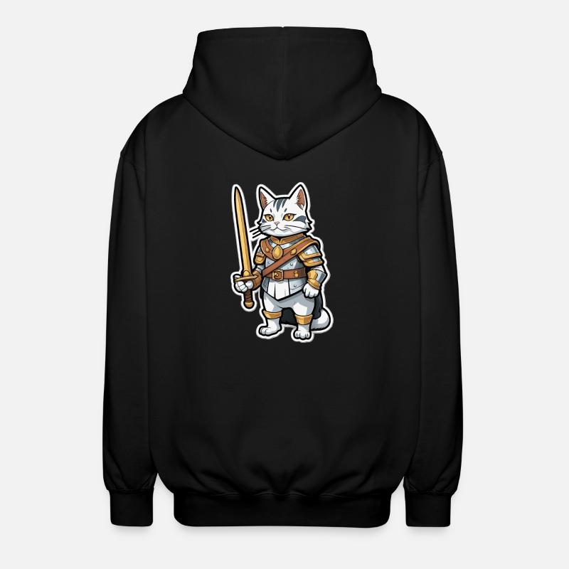 Katze Ritter Comic - Unisex Kapuzenjacke - Schwarz