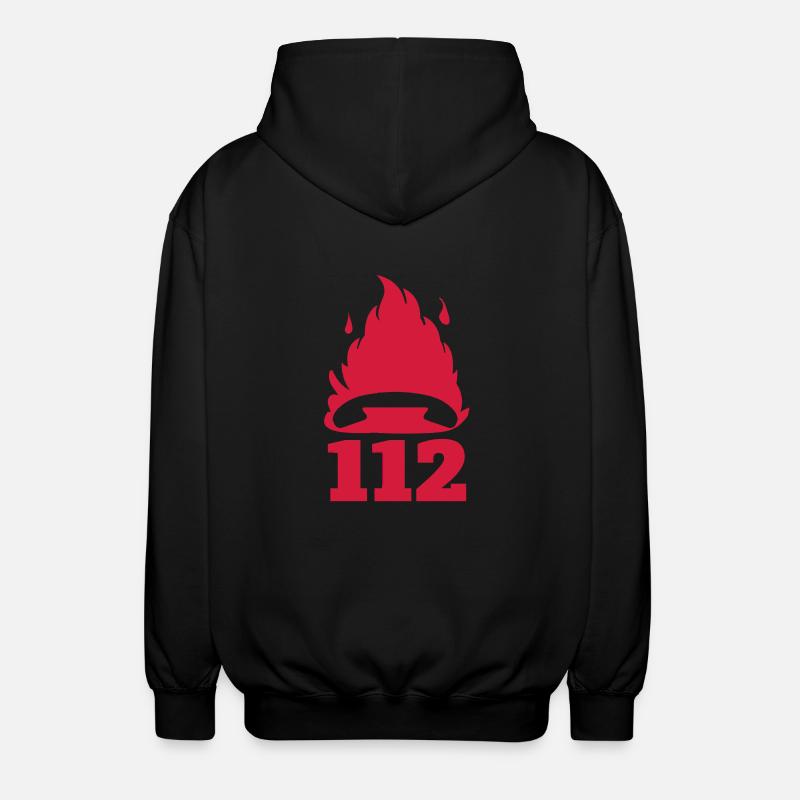 Call 112 Fire Department - Unisex Hooded Jacket - black