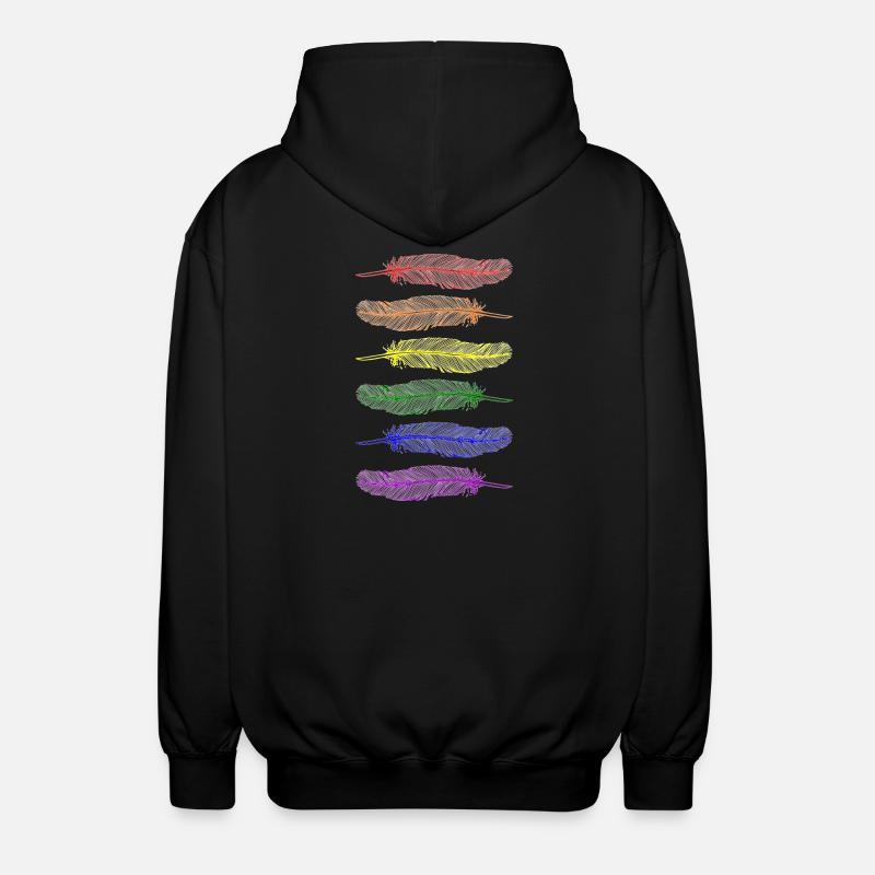 Feathers Rainbow - Unisex Hooded Jacket - black