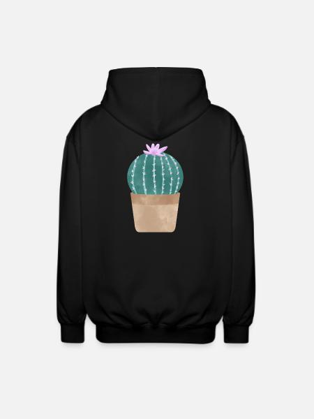 Kaktus im Blumentopf - Unisex Kapuzenjacke - Schwarz