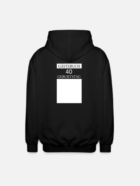 Księga gości Koszulka z podpisem na 40 urodziny - Rozpinana bluza z kapturem unisex - czarny