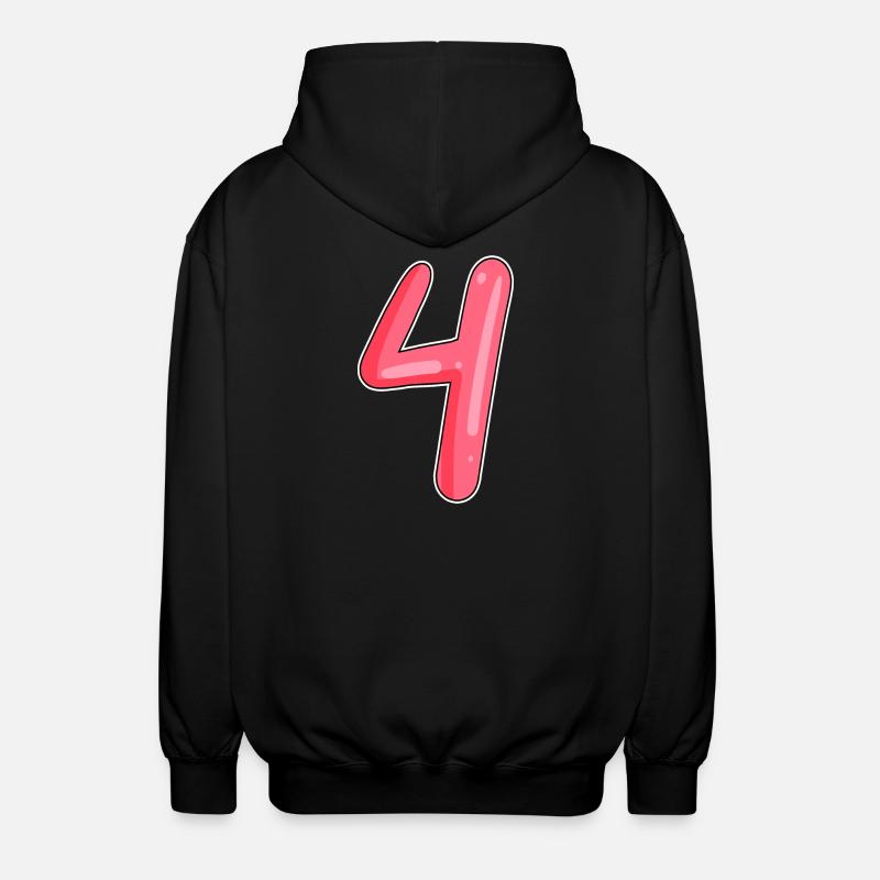 4 - Vier Zahl Nummer - Unisex Kapuzenjacke - Schwarz
