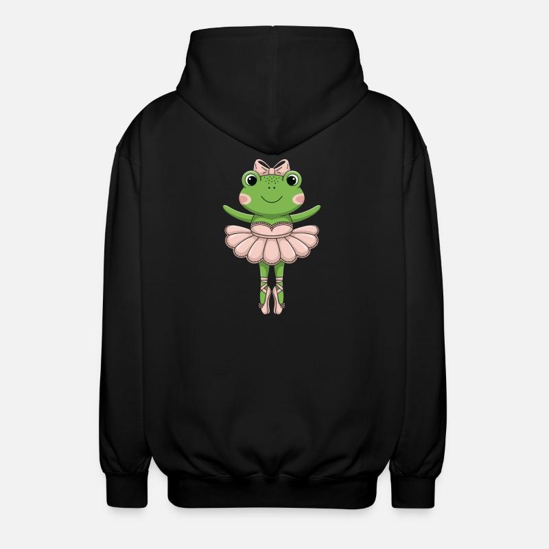 Ballet Frog in Pink Tutu - Unisex Hooded Jacket - black