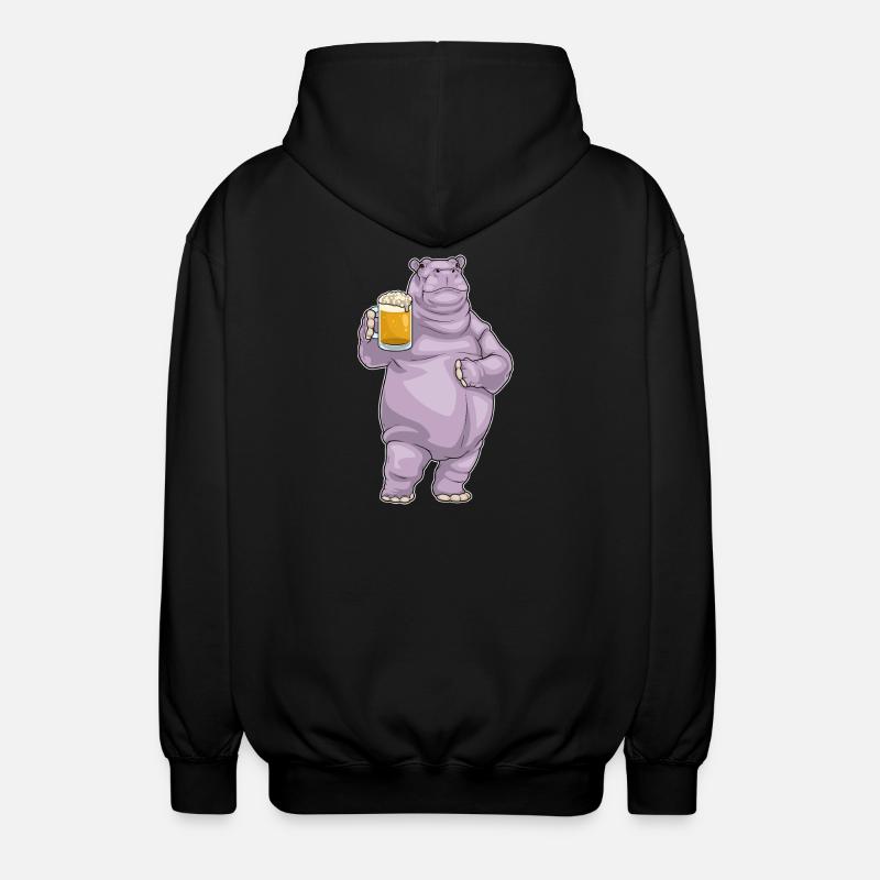 Nilpferd Bier - Unisex Kapuzenjacke - Schwarz