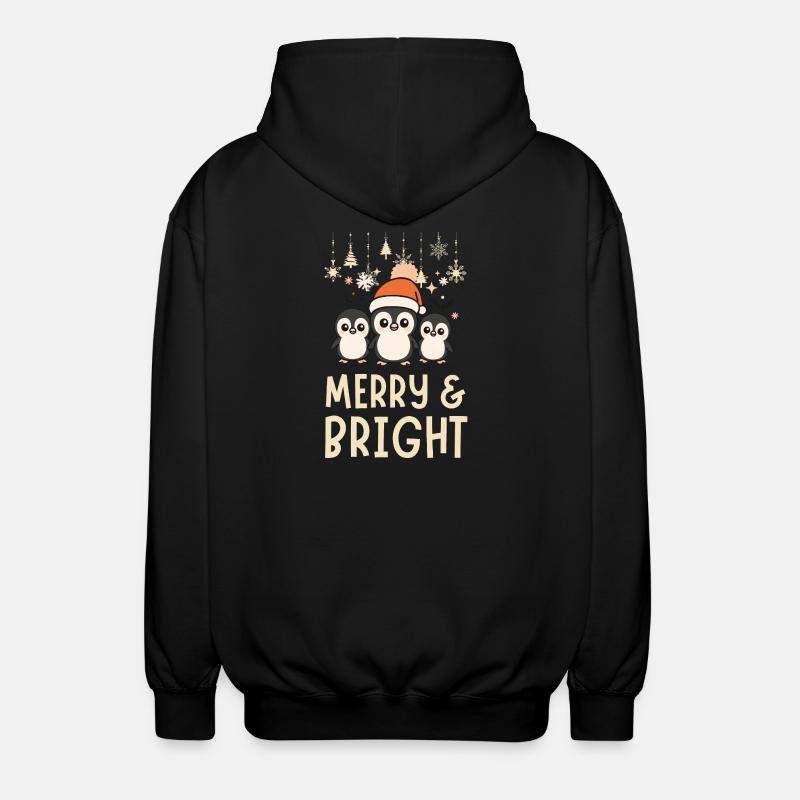 Cute and Bright Penguin Pattern - Unisex Hooded Jacket - black