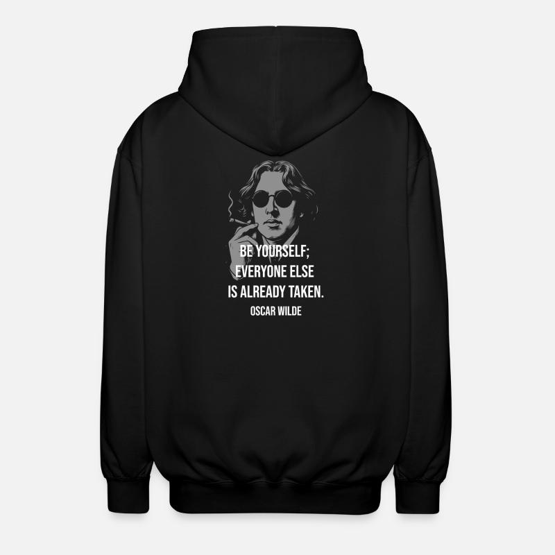 Be Yourself Oscar Wilde Tee - Unisex Hooded Jacket - black