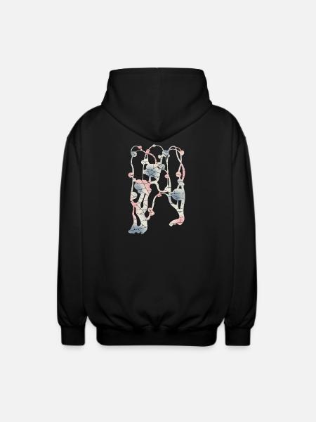 Plum Blossom Mosaic Pattern – Plant | Pastel - Unisex Hooded Jacket - black