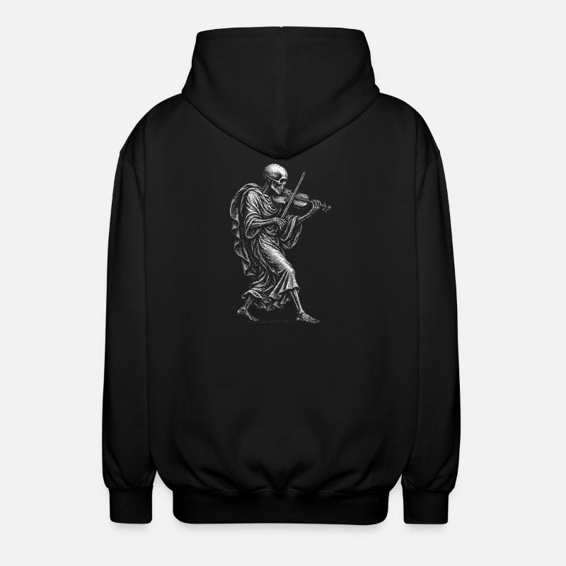  Skeleton playing the violin - Unisex Hooded Jacket - black