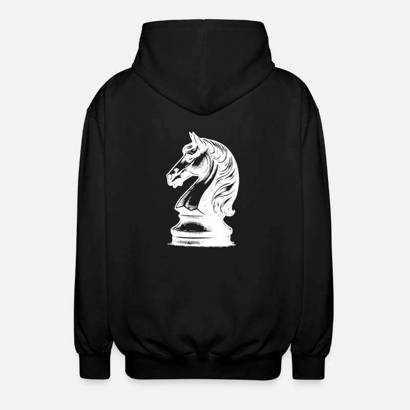 Schachspiel Schachfigur Pferd Springer - Unisex Kapuzenjacke - Schwarz