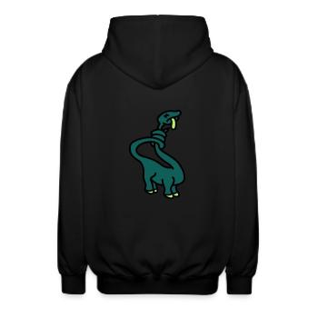 stranglesaurus_dino_3c - Unisex Kapuzenjacke - Schwarz - Hinten - AI Model Male 185 light (185cm)