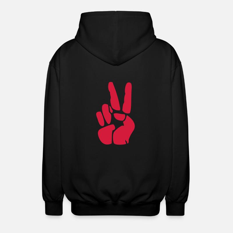 Victory / Peace - Unisex Kapuzenjacke - Schwarz