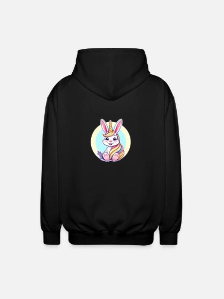 Einhornosterhase - Unisex Kapuzenjacke - Schwarz