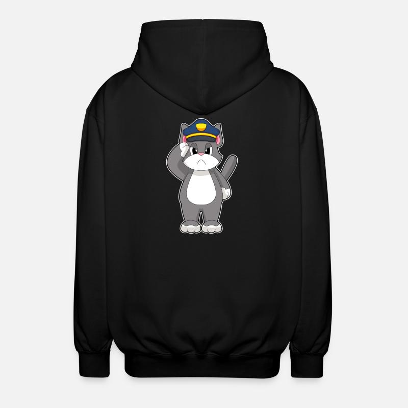 Cat, Policeman, Police - Unisex Hooded Jacket - black
