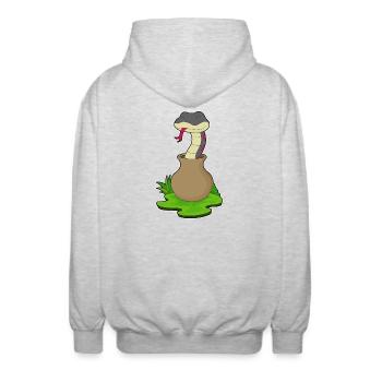 Snake Vase - Unisex Hooded Jacket - light heather grey - Back - AI Model Male 185 light (185cm)