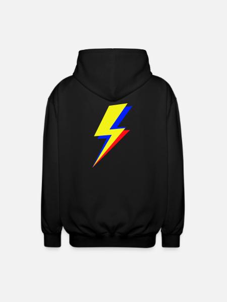 Geometrischer mehrfarbiger Blitz - Unisex Kapuzenjacke - Schwarz