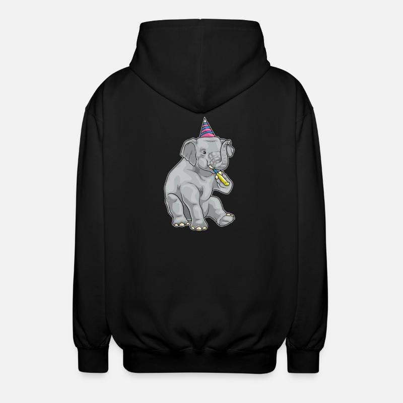 Elephant Birthday Toad - Unisex Hooded Jacket - black