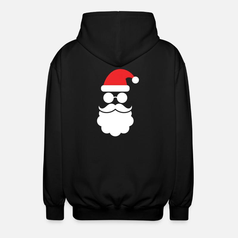 Weihnachtsmann mit Bart Minimal Kopf Design - Unisex Kapuzenjacke - Schwarz