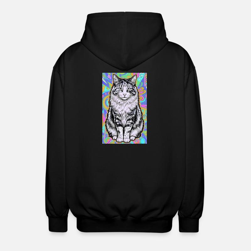 cat - Unisex Hooded Jacket - black