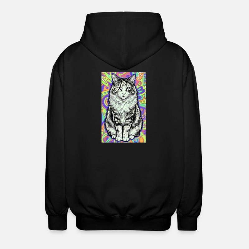 cat - Unisex Hooded Jacket - black
