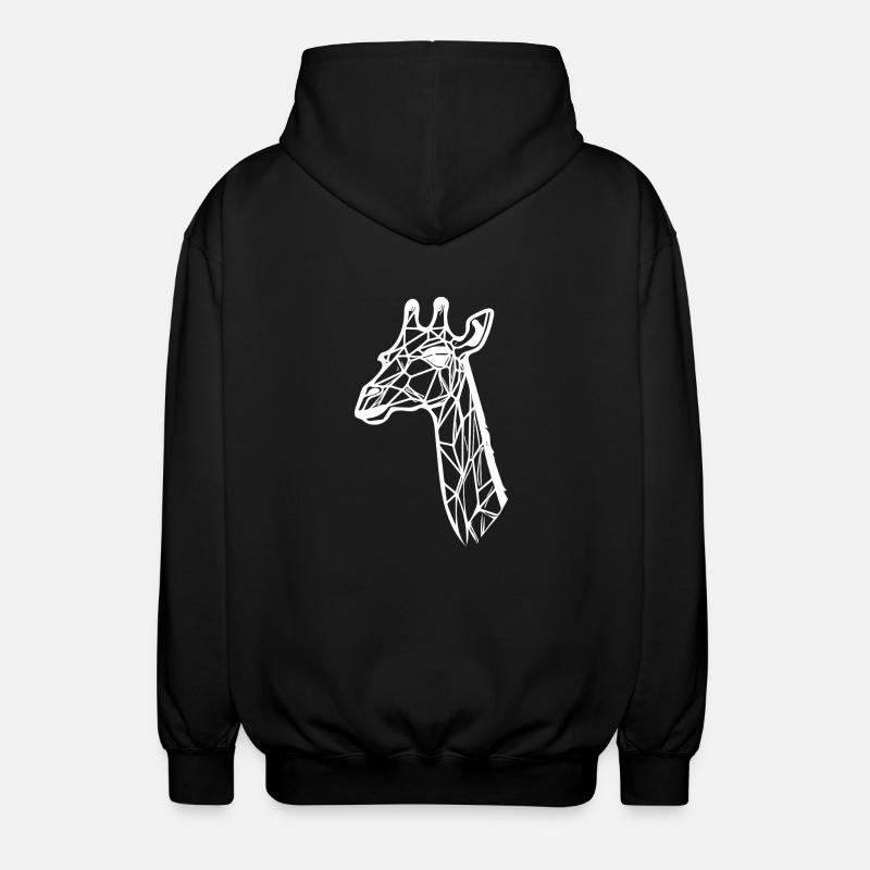 Slender Giraffe Geometric Lines Style - Unisex Hooded Jacket - black