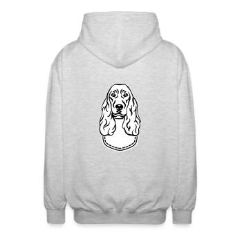 Cocker Spaniel - Unisex Hooded Jacket - light heather grey - Back - AI Model Male 185 light (185cm)