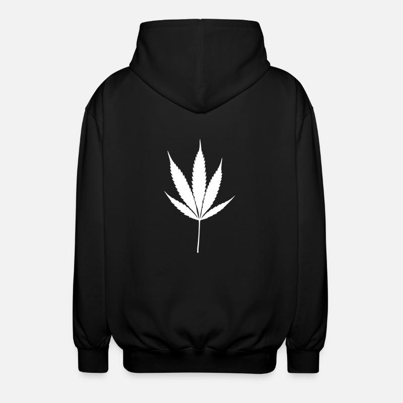 White Cannabis Leaf - Unisex Hooded Jacket - black