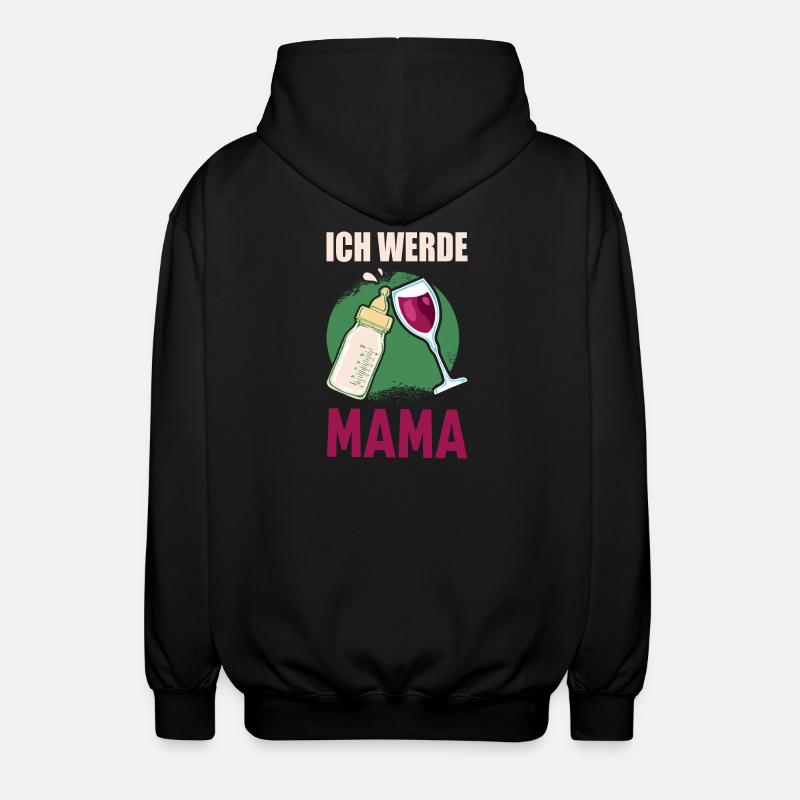 ICH WERDE MAMA Schwangerschaftsgeschenkidee - Unisex Kapuzenjacke - Schwarz