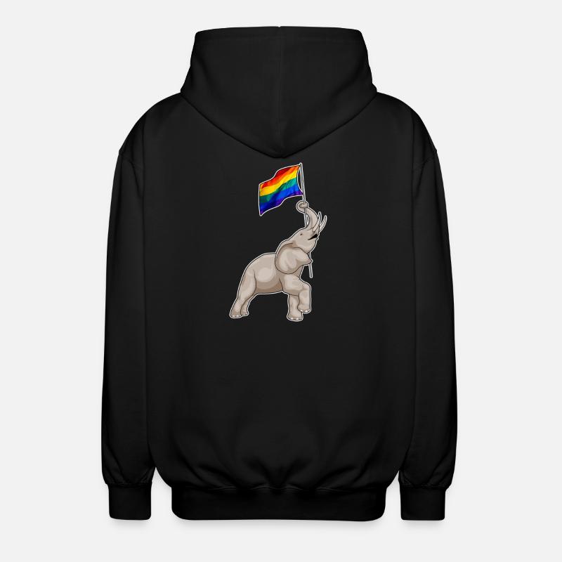 Arc-en-ciel éléphant - Veste à capuche unisexe - noir