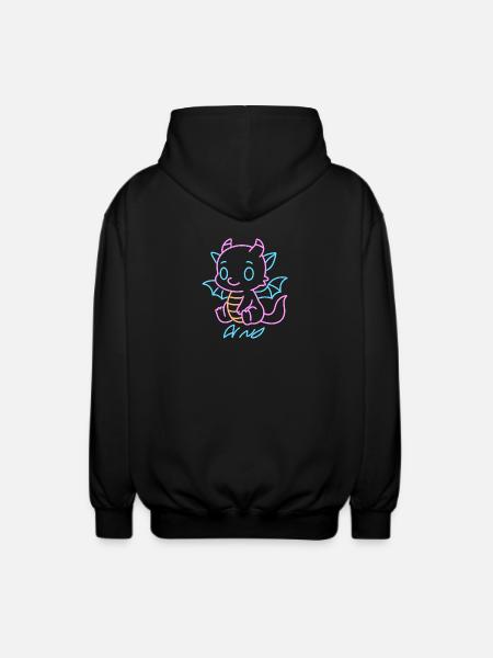 Neon-Regenboot-Drache in Neon Lines - Unisex Kapuzenjacke - Schwarz