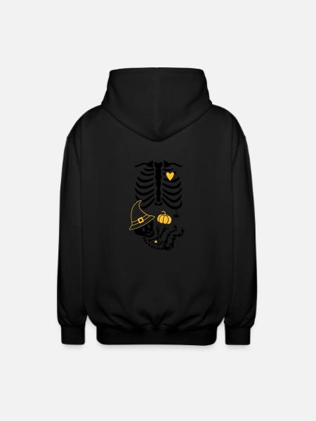 Maternity Skeleton Witch Hat - Unisex Hooded Jacket - black