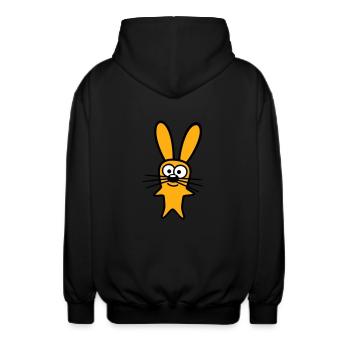Hase Kaninchen Häschen Cartoon Kleintier niedlich - Unisex Kapuzenjacke - Schwarz - Hinten - AI Model Male 185 light (185cm)