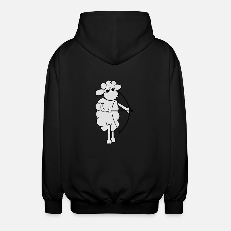 Schaf mit Bogen - Unisex Kapuzenjacke - Schwarz