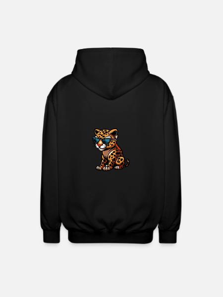 Leopard Cool Animal - Unisex Hooded Jacket - black