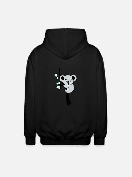 Koala Bear Comic Tree - Unisex Hooded Jacket - black