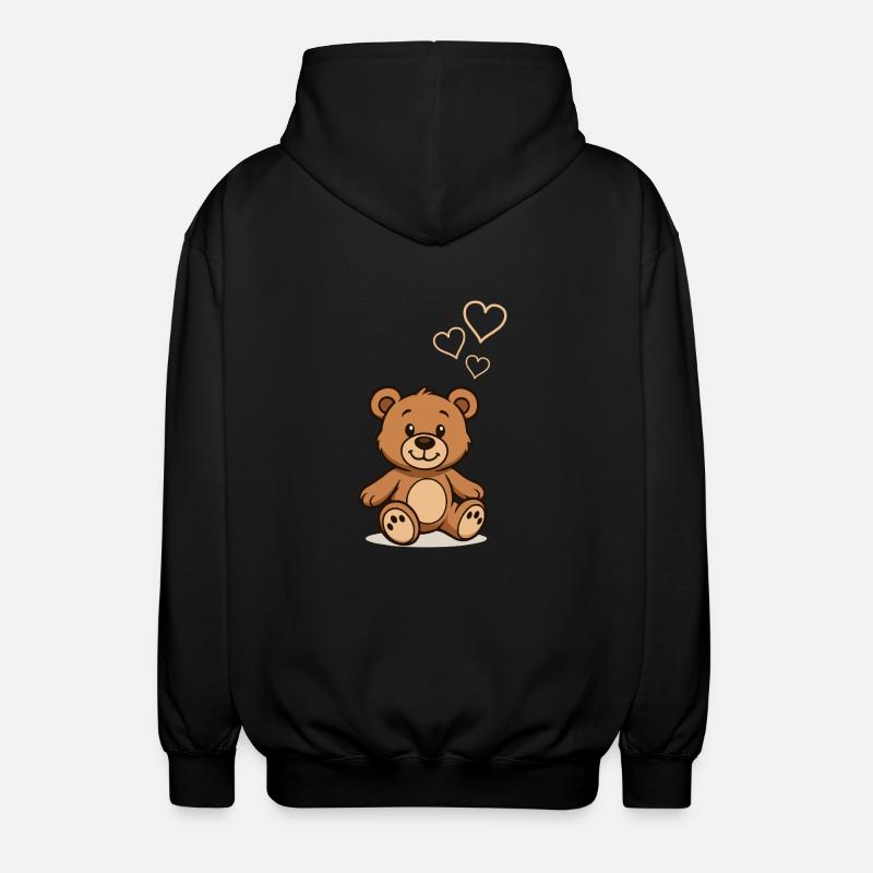 teddybaer comic love - Unisex Kapuzenjacke - Schwarz