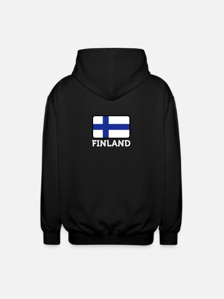 National Flag Of Finland - Unisex Hooded Jacket - black