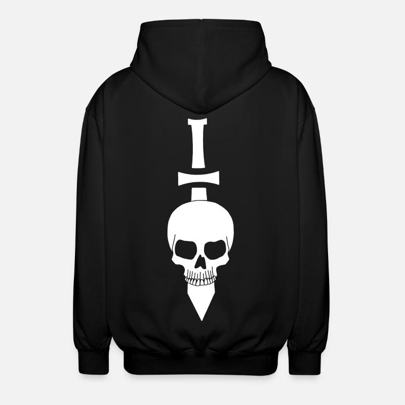 Crâne blanc et épée - Veste à capuche unisexe - noir
