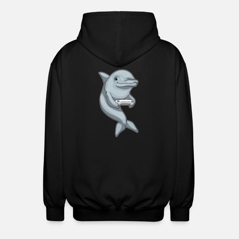 Delfin Gamer Controller - Unisex Kapuzenjacke - Schwarz