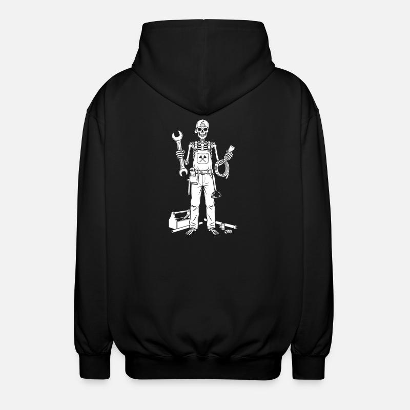 Skeleton Mechanic with Tools - Unisex Hooded Jacket - black