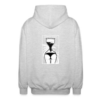 Sommerfigur - Sanduhr läuft - Zeit tickt - Unisex Kapuzenjacke - Hellgrau meliert - Hinten - AI Model Male 185 light (185cm)