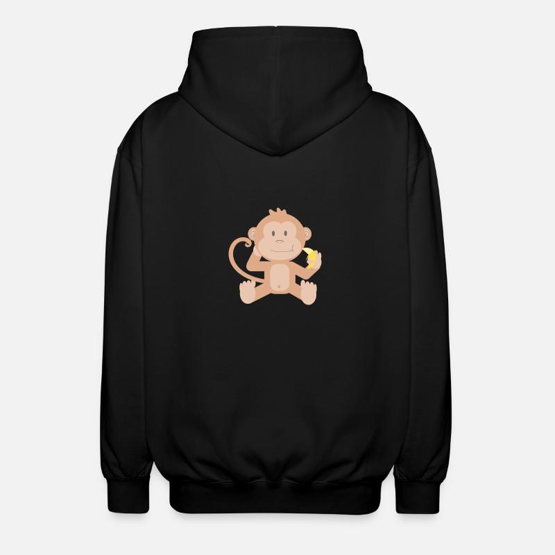 Affe mit Banane - Unisex Kapuzenjacke - Schwarz