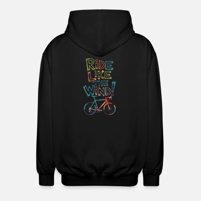 Ride Like the Wind Bicycle Design - Unisex Hooded Jacket - black