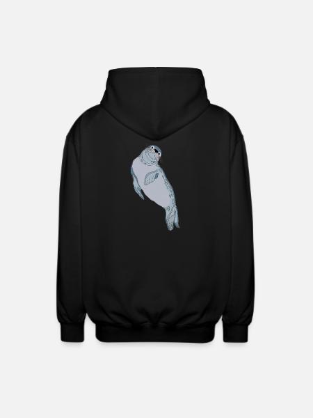 Robbe Seehund - Unisex Kapuzenjacke - Schwarz